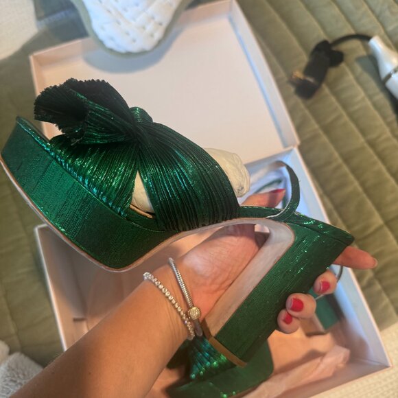 Loeffler Randall Emerald Green Platform Sandals - Picture 2 of 5